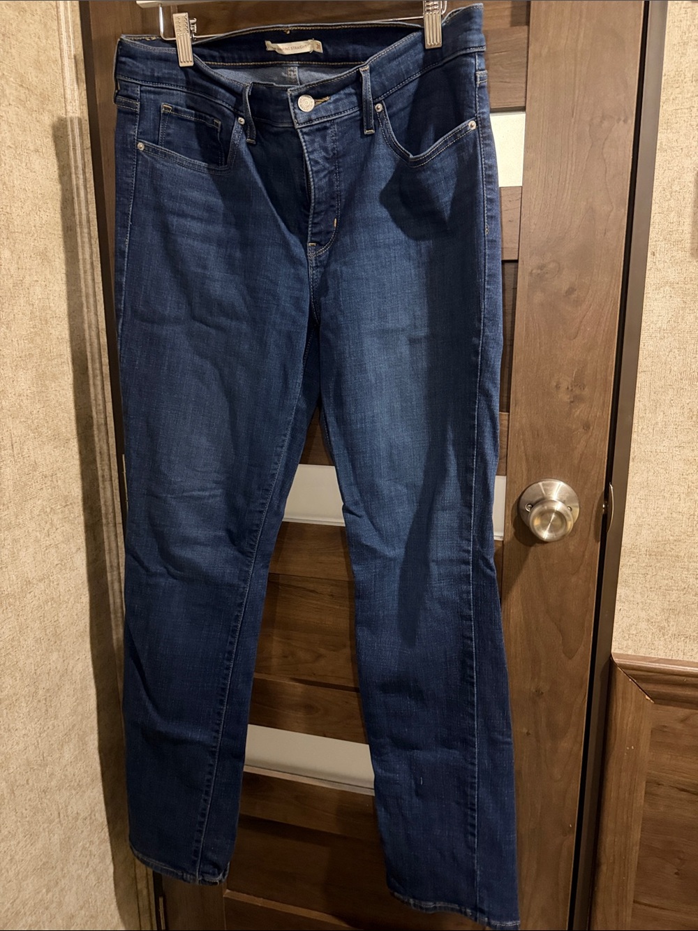 Levi's Women's Straight-Leg Jeans in Dark Blue Denim